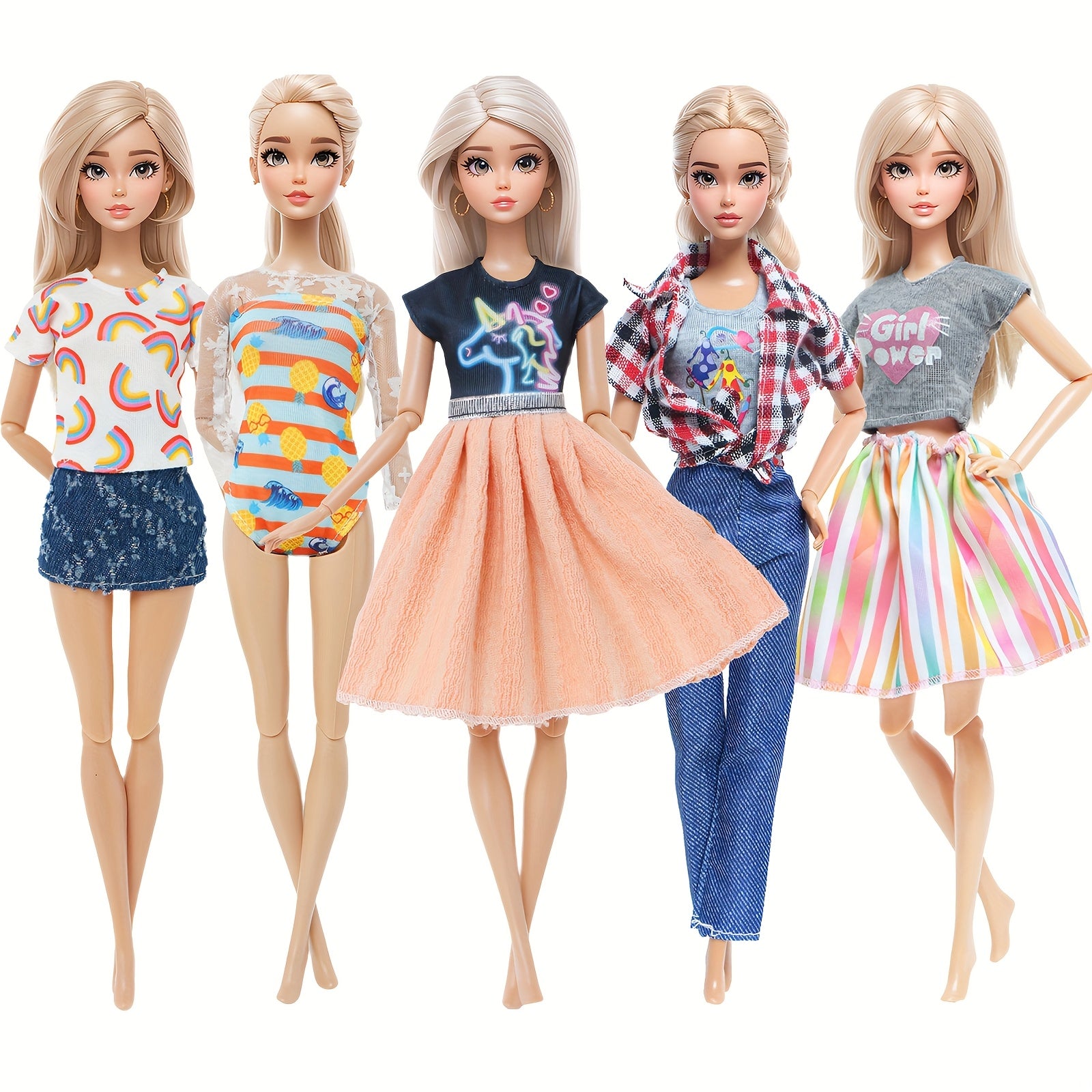 5 Sets Doll Clothes, Variety of Outfits for Dolls, Great for Gifts and Holidays