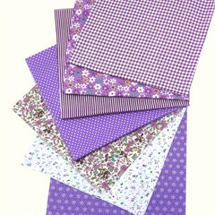 7pcs Purple Square Quilted Cotton Patch Fabric Bundle DIY Handcraft Sewing