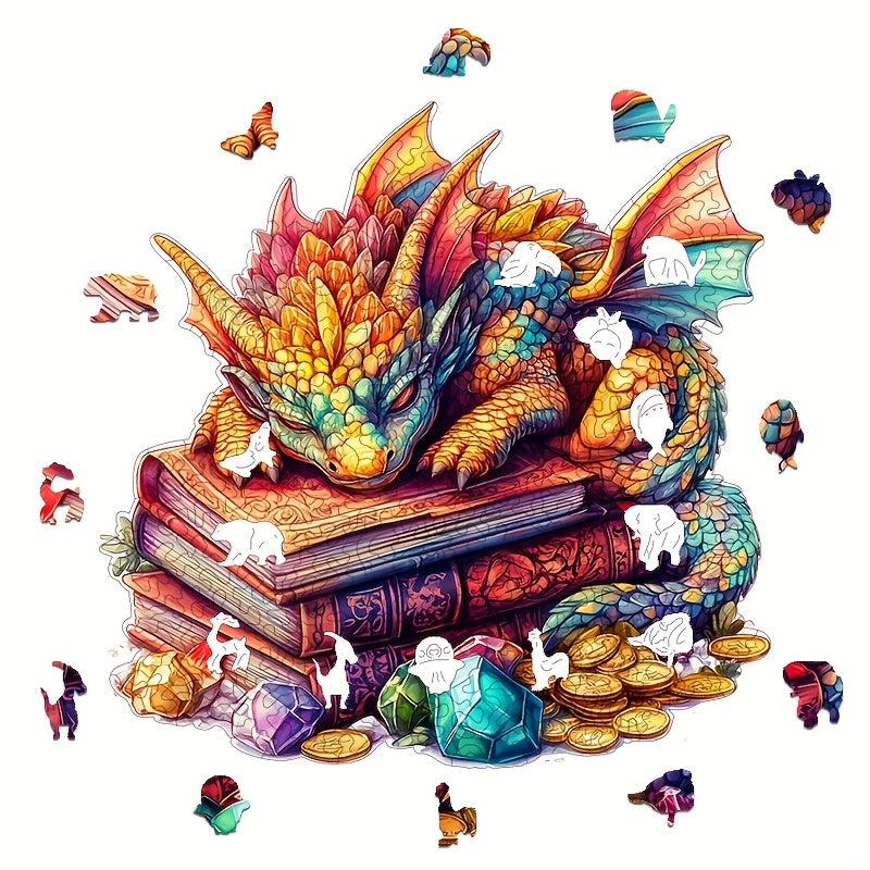 Dragon Wooden Puzzle Challenging Animal Shapes Stress Relief Brain Teaser