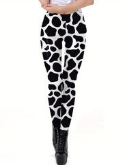 Dalmatian Print High Waist Skinny Leggings Stretchy Women's Clothing
