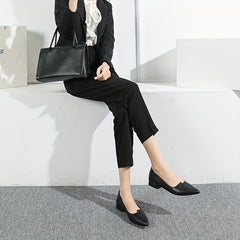 Women's Pointed Toe Low Heels Slip On Shoes Casual Work Shoes