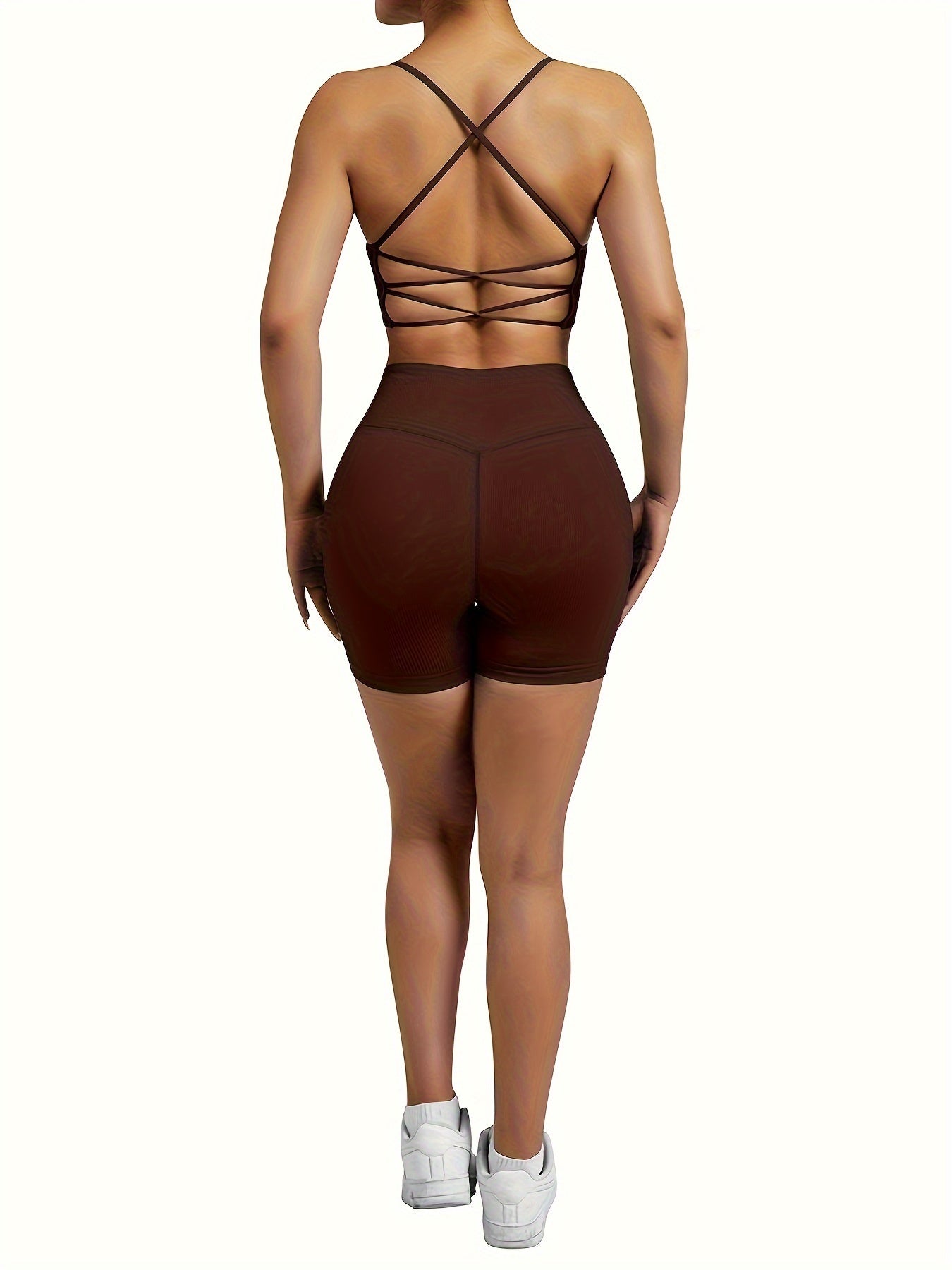 Criss Cross Straps Top & Running Short Set - Women's Activewear