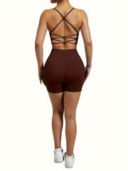 Criss Cross Straps Top & Running Short Set - Women's Activewear
