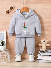 Funny Rooster Print Kids Outfit Toddler Baby Trousers Long Sleeve Sweatshirt Set