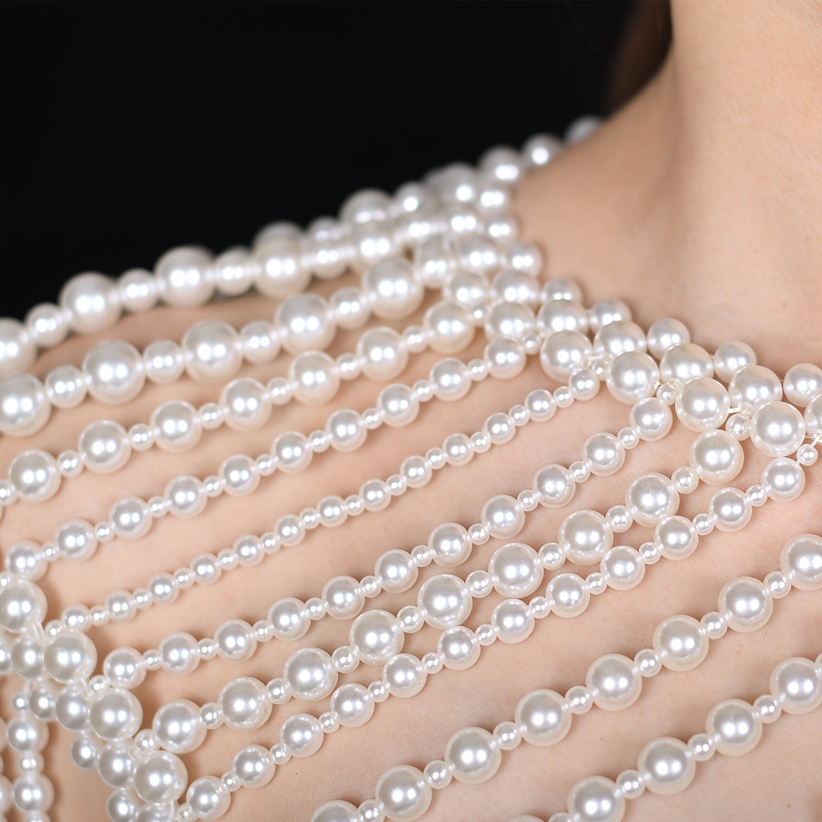 Baroque Faux Pearl Body Chain Shawl for Women Bridal Gowns Banquets Photoshoots
