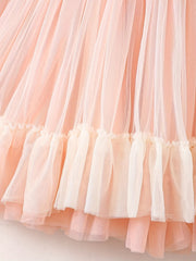 Embroidered Flutter Trim Mesh Dress for Girls