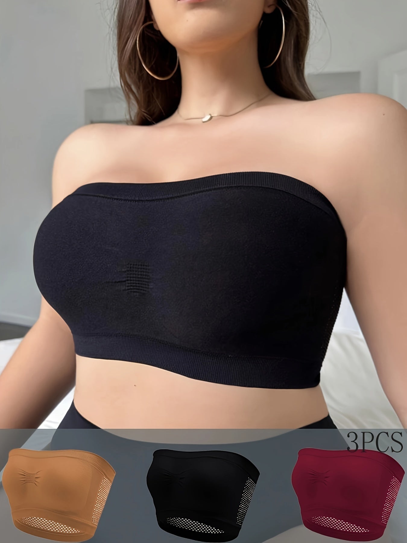 3 Pack Plus Size Sexy Bra Set Seamless Hollow Out Breathable T shirt Bra