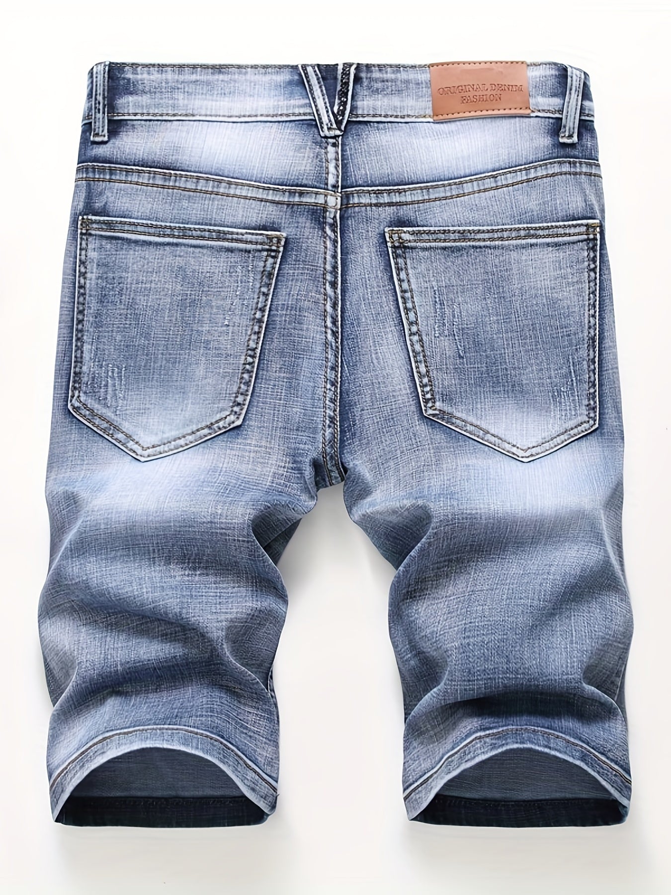 Men's Distressed Denim Shorts Slim Fit Street Style Summer Wear