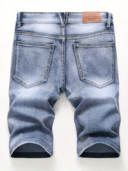 Men's Distressed Denim Shorts Slim Fit Street Style Summer Wear