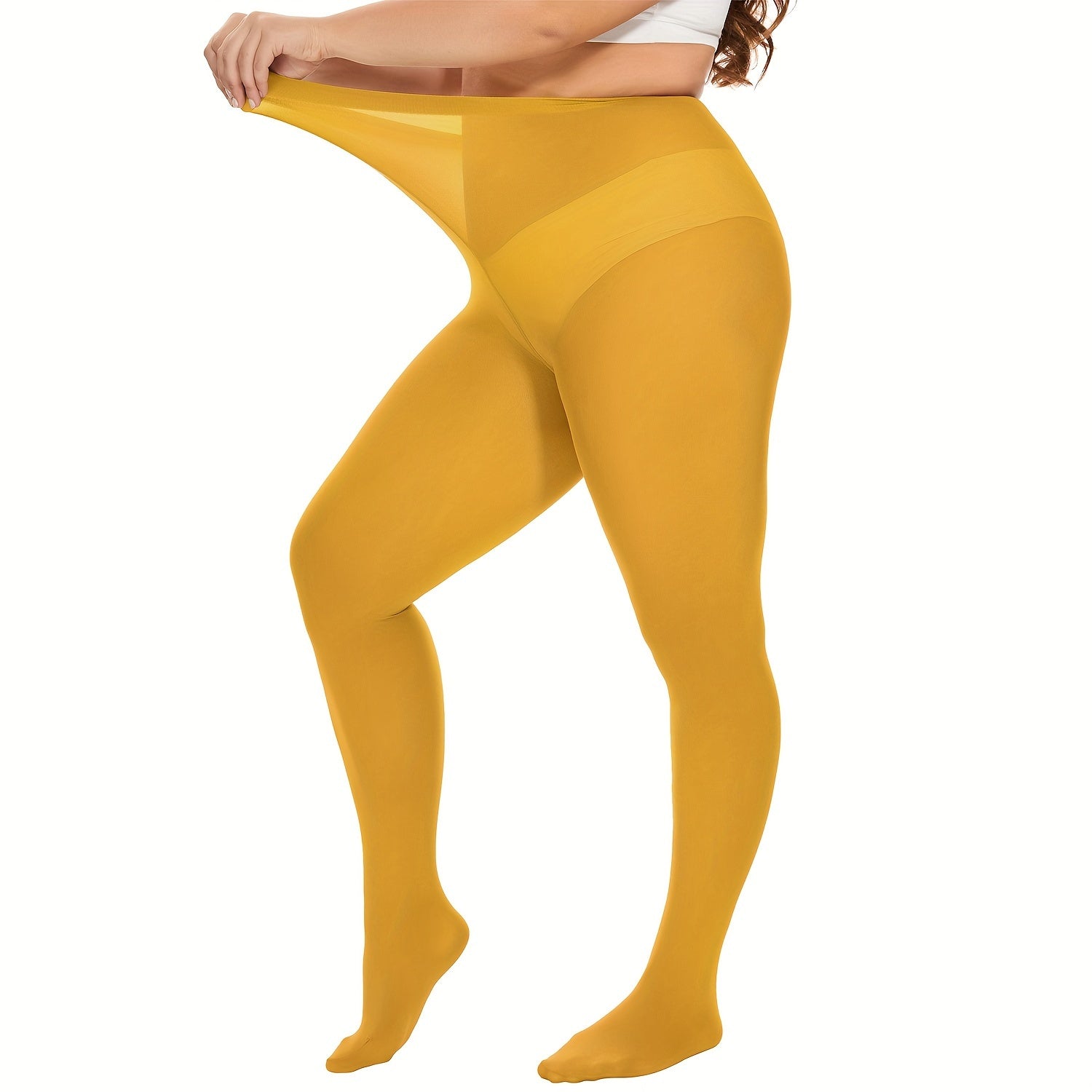 Basic Tights Women's Plus Solid Tummy Control High Waisted Pantyhose