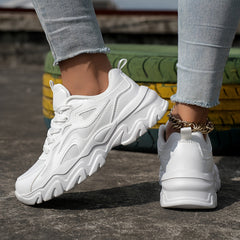 Solid Breathable Heighten Chunky Sneakers Casual Wear Resistance Running Shoes