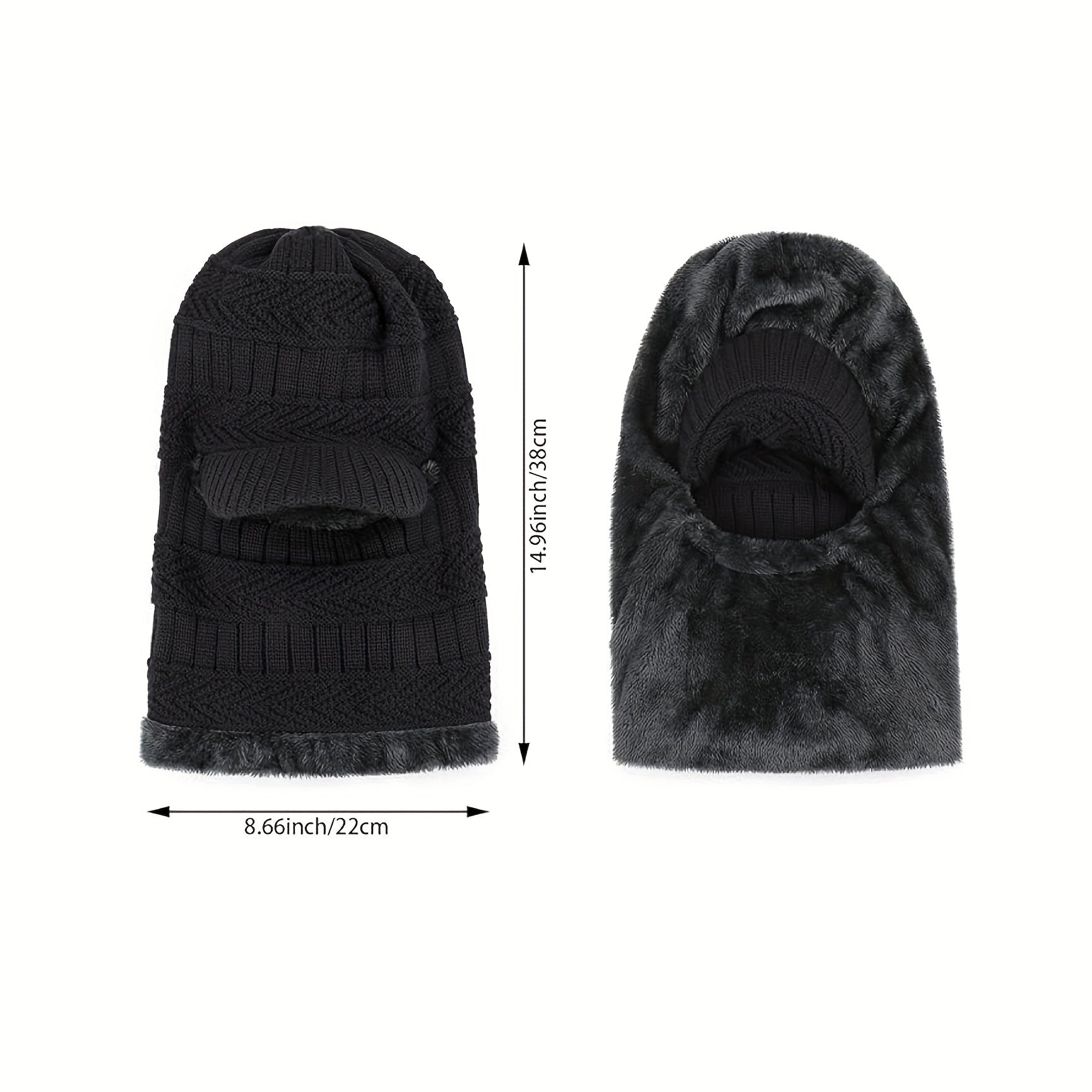 Winter Knitted Balaclava Beanie Hat Warm Ski Mask Windproof Hood Fleece Headwear