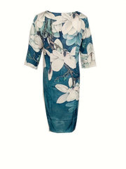 Floral Print Dress V Neck Short Sleeve Dress Casual Every Dress