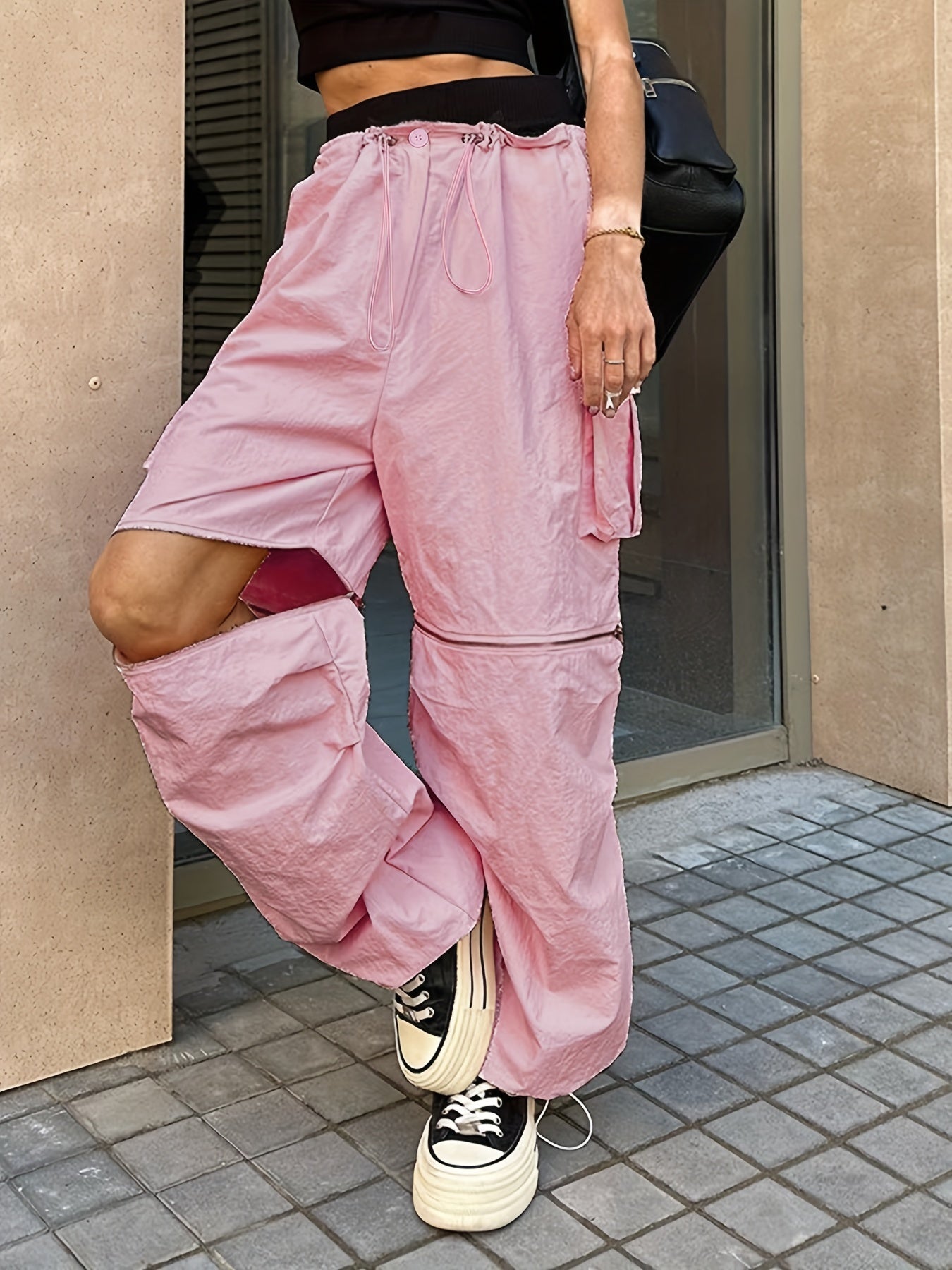 Loose Cargo Pants with Zip Pocket - Street Style
