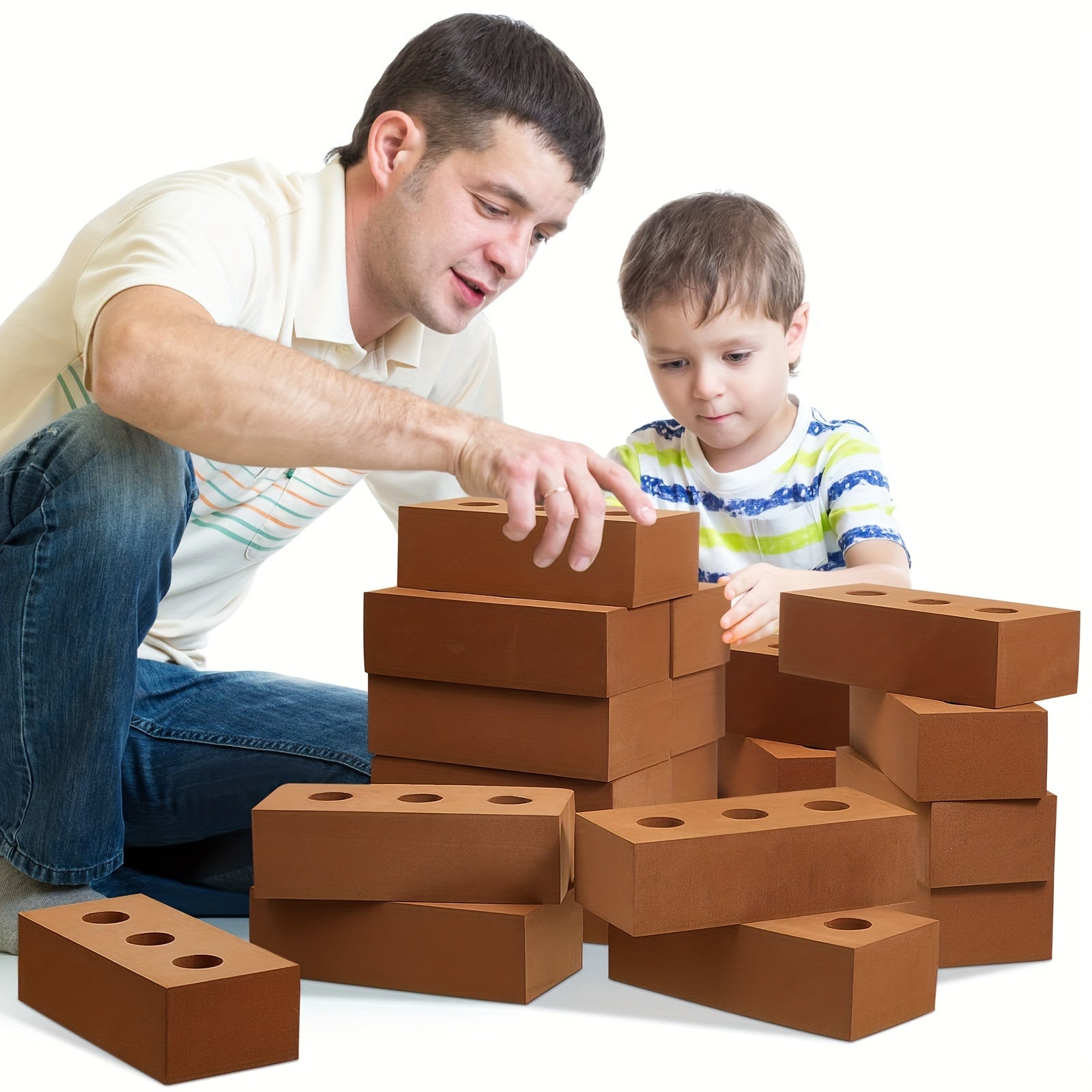 5pcs Foam Cinder Blocks for Kids Safe Non Toxic Brown Building Toys Home D