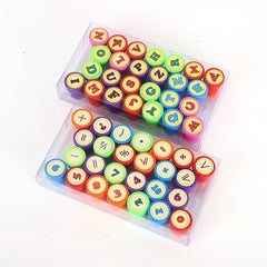 26pcs Alphanumeric Cartoon Stamp Drawing Ink Teaching Aids
