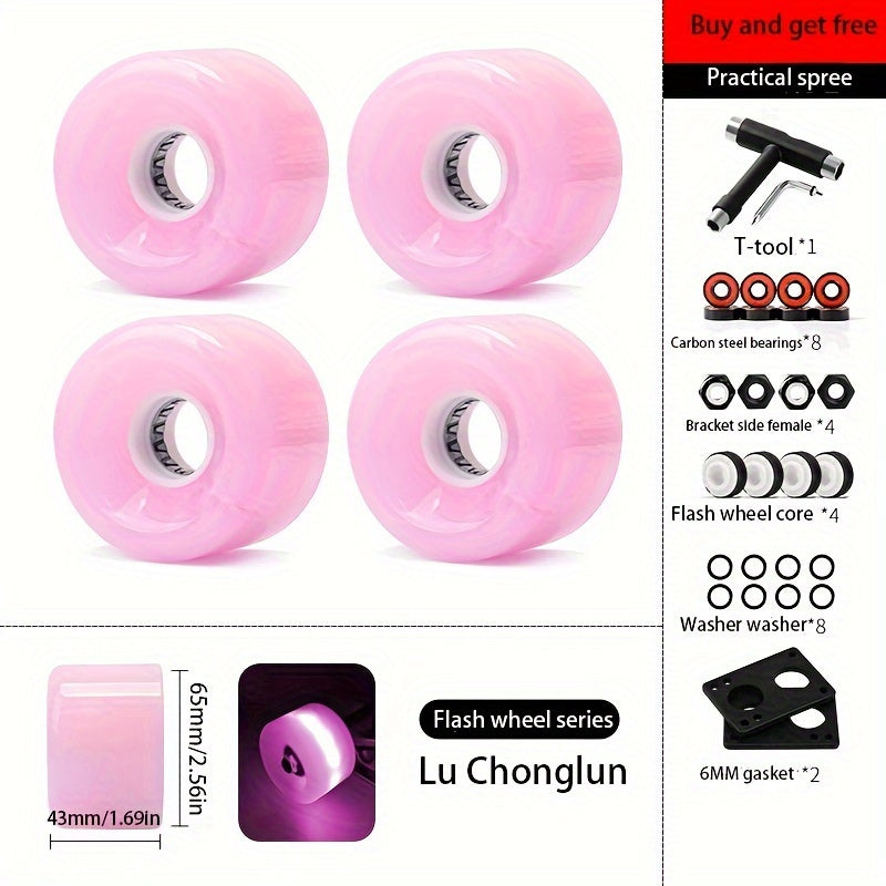 4pcs Flashing Wheels T Shaped Repair Tool Axles Set Skateboard Accessories