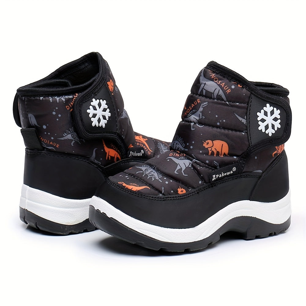 Boy's Snow Boots High Top Plush Cozy Warm Non slip Hiking Shoes