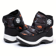Boy's Snow Boots High Top Plush Cozy Warm Non slip Hiking Shoes
