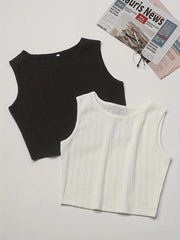Textured 2pcs Tank Top Sleeveless Summer Women's Clothing