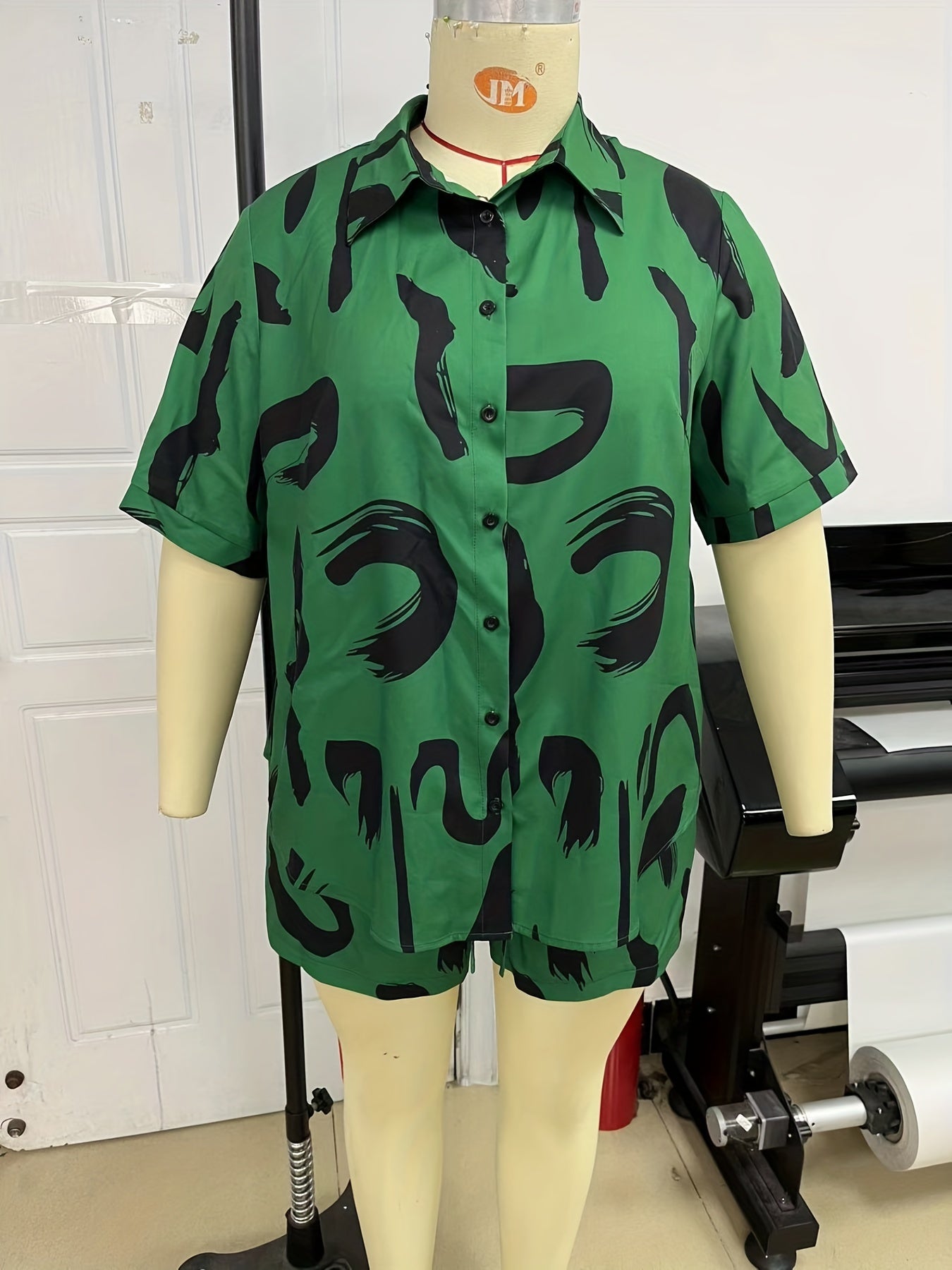 Word Print Button Top & Shorts Set