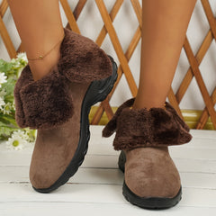 Leopard Print Winter Fleece Lining Snow Boots Non slip Mid Calf Boots