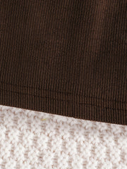 Girls' Corduroy Button Crew Neck Long Sleeve Dress For Party