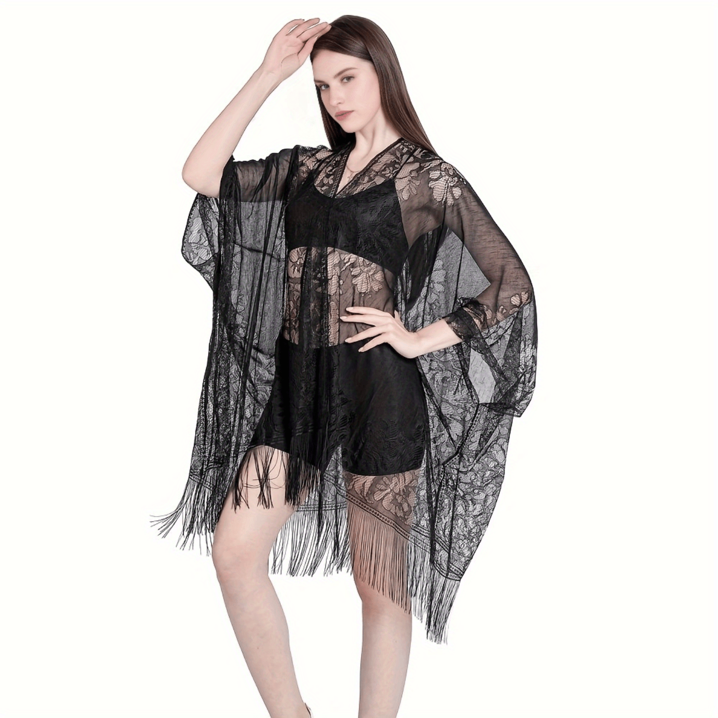 Boho Flower Hollow Out Shawl Large Tassel Scarf Thin Breathable Wraps