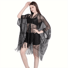 Boho Flower Hollow Out Shawl Large Tassel Scarf Thin Breathable Wraps