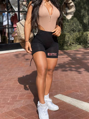 Exotic Print Skinny Biker Shorts High Waist Summer Casual Shorts