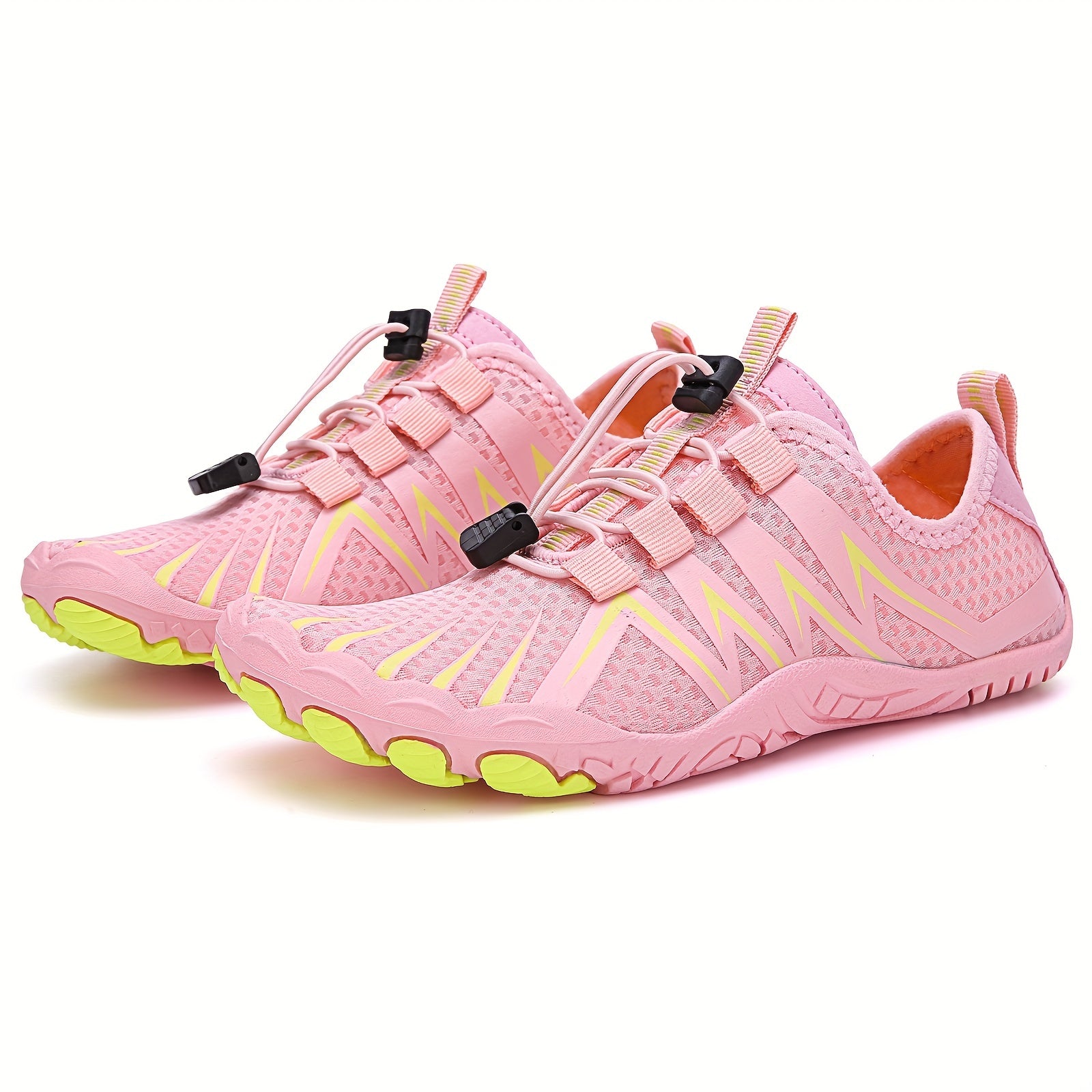 Women's Pink Lace Up Water Shoes Lightweight Beach Wading Shoes