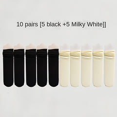 10 Pairs Solid Mid Tube Socks Women's Stockings