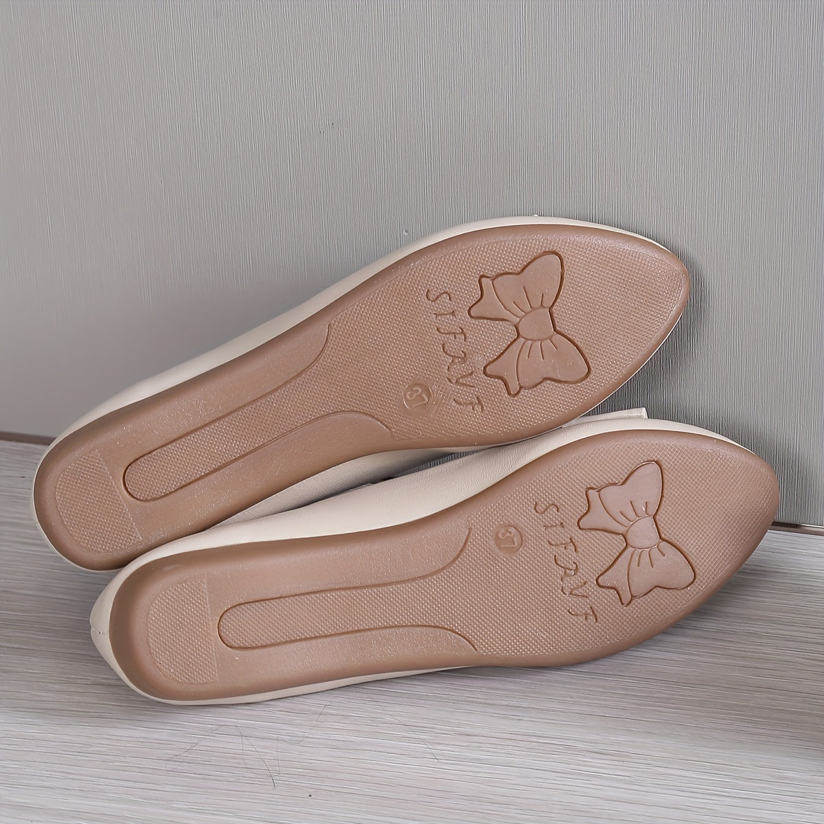 Women's Rhinestone Buckle Ballet Flats Slip On Shoes