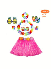 Kids Hawaiian Straw Skirt 40 01cm Set Children Stage Performance Clothes