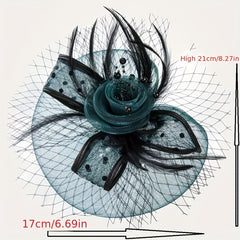 Women Hair Clip Mesh Flower Faux Feather Head Piece Derbyhat