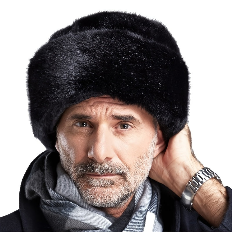 Men's Artificial Leather Elderly Hat King's Hat Mid Flat Top Lightning H