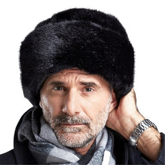 Men's Artificial Leather Elderly Hat King's Hat Mid Flat Top Lightning H