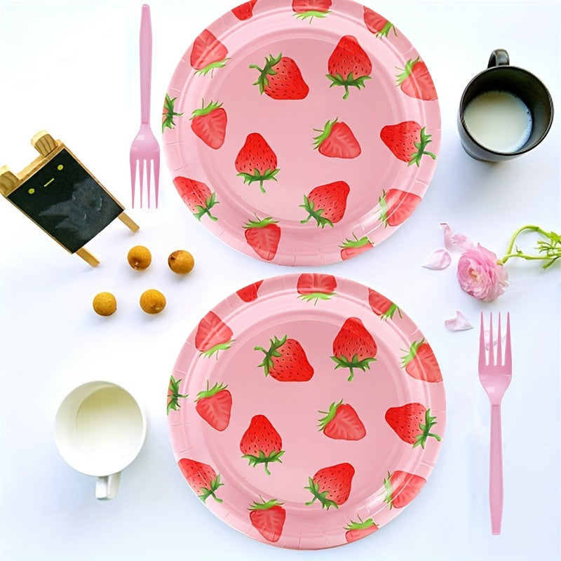 20pcs Strawberry Tableware Set - Girl Birthday Summer Fruit Party