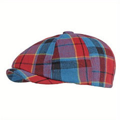 Checkered Beret Hat British Retro Literary Newsboy Painter Octagonal Hat