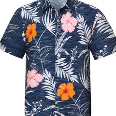 Men's Hawaiian Floral Graphic Shirt Casual Button Up Short Sleeve