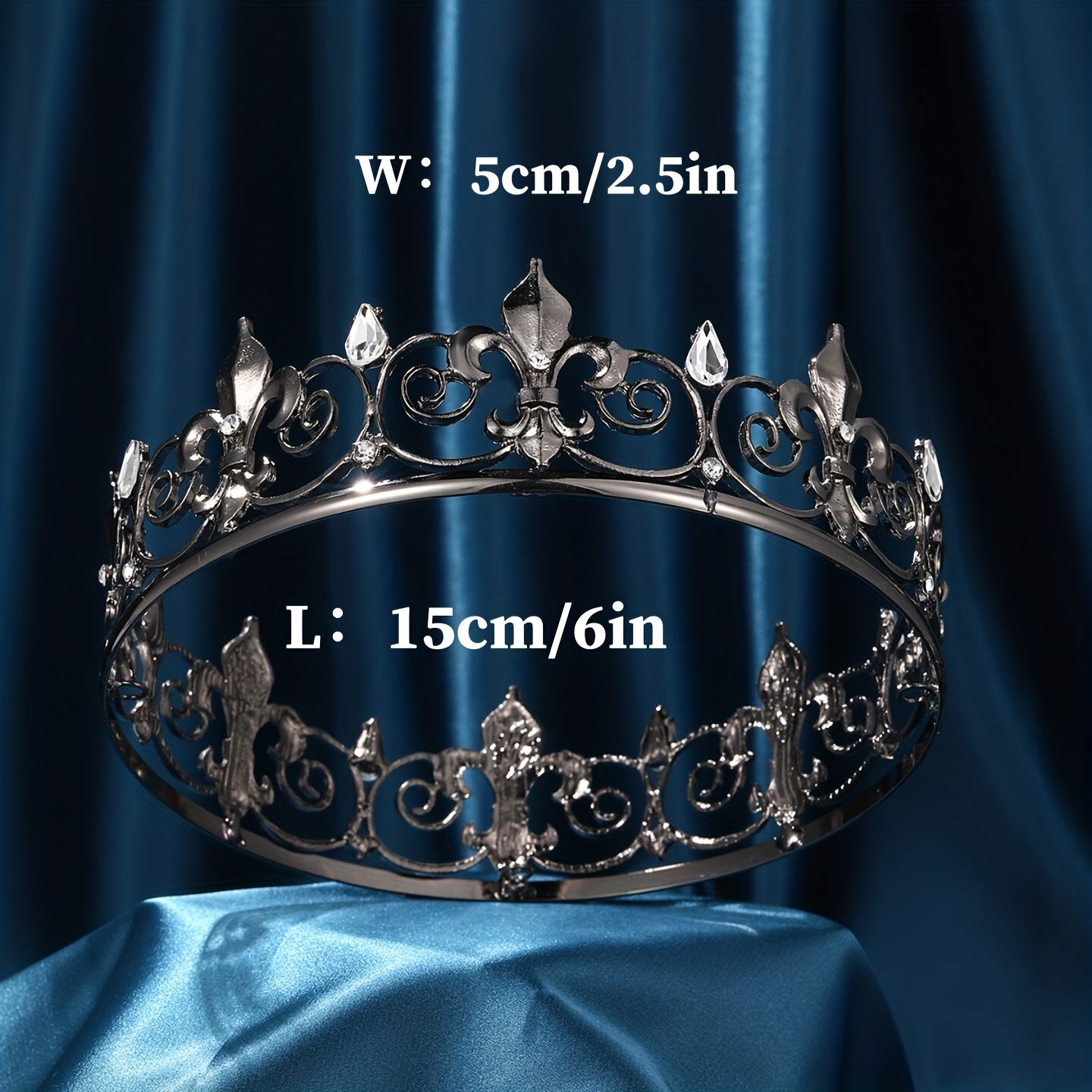Baroque Dark Rhinestone Crown Bride Wedding Accessory
