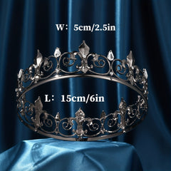 Baroque Dark Rhinestone Crown Bride Wedding Accessory