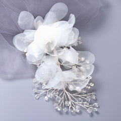 Crystal Flower Faux Pearl Beaded Hair Comb Pin Bridal Wedding Party Favor