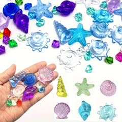 Assorted Acrylic Seashells for Beach Party Decor - 24pcs