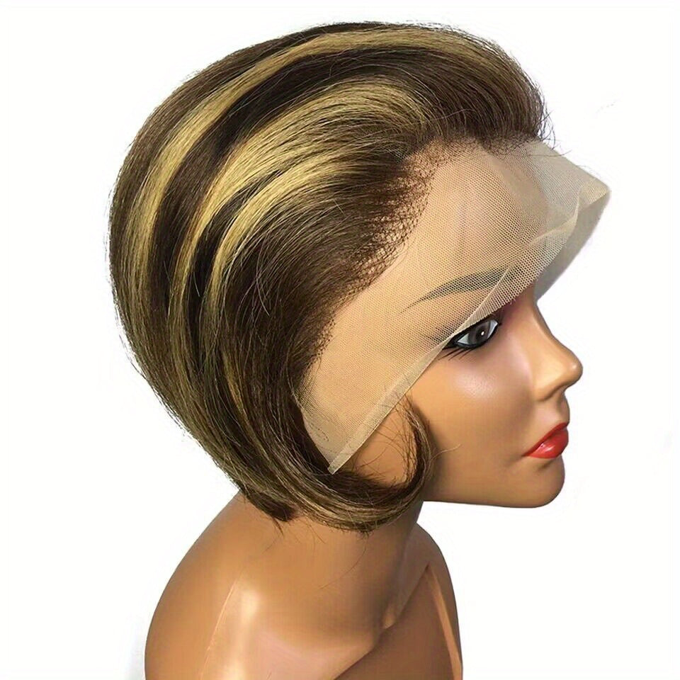 HD Lace Front Human Hair Bob Wig with Baby Hair Pre Plucked Pixie Cut