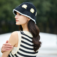 Floral Bucket Hat French Style Outdoor Sunscreen Hats