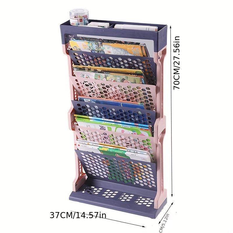 Floor Standing Book Shelf Storage Rack with Pen Holder