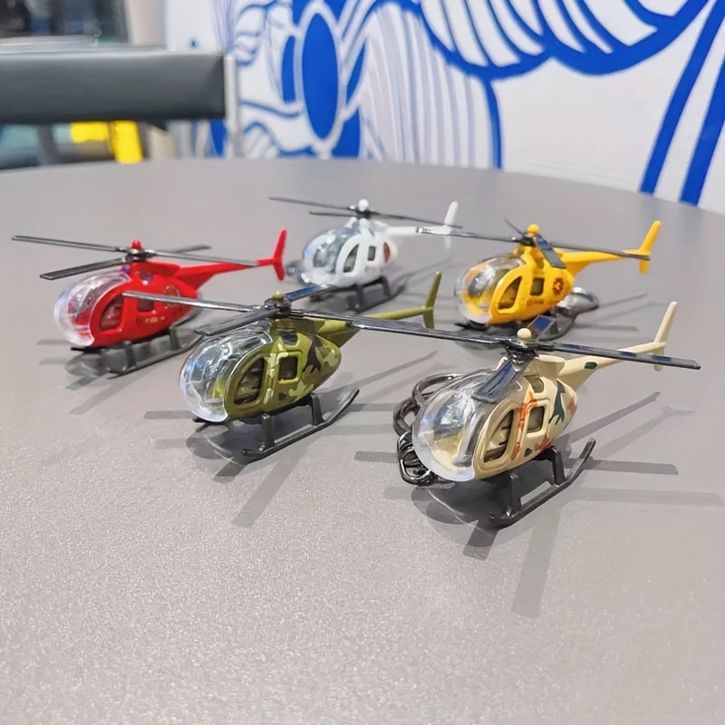 Alloy Model Helicopter Keychain Realistic Bag Pendant Car Key Charm