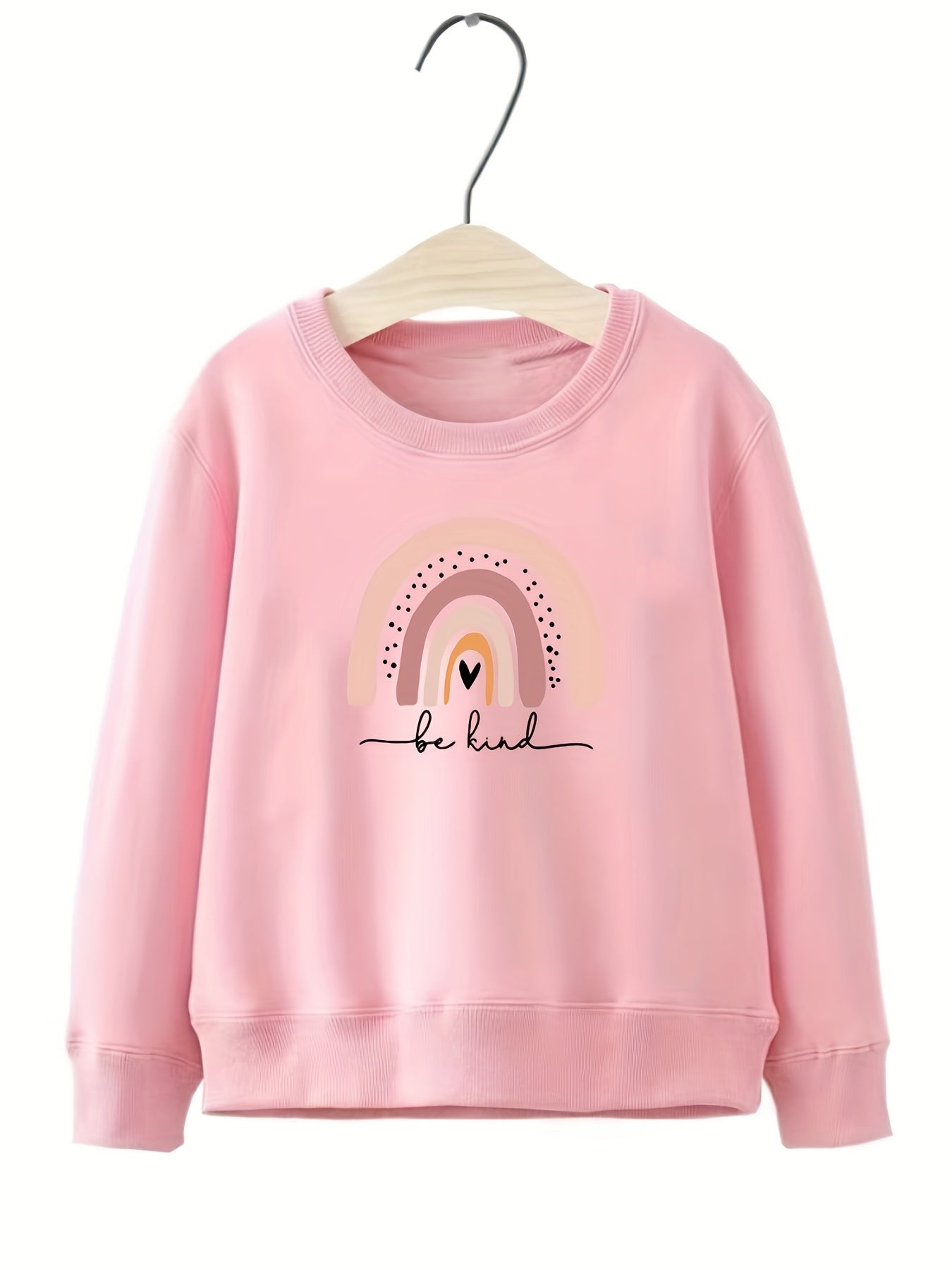 Girls Rainbow Graphic Crew Neck Sweatshirt Top