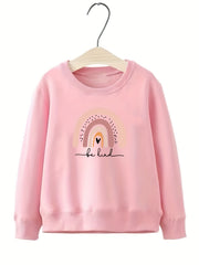 Girls Rainbow Graphic Crew Neck Sweatshirt Top